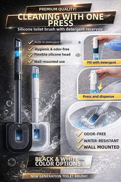 Anadolu Saray Βούρτσα τουαλέτας σιλικόνης με δοχείο απορρυπαντικού, εύκαμπτη ...