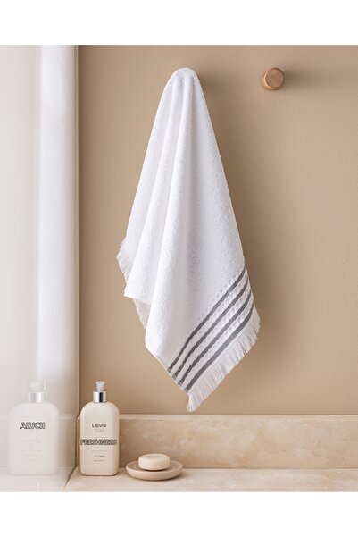 Madame Coco Βελουτέ βαμβακερή πετσέτα προσώπου - Λευκό/Γκρι