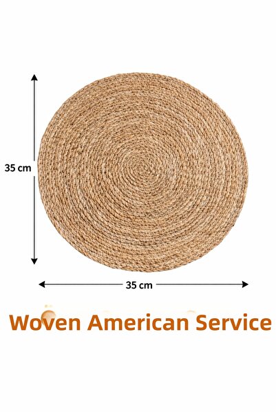 WoodBay Σετ 6 τεμαχίων Ψάθινα Πιάτα Φυσικά Πλεκτά Ψάθινα Αμερικάνικα Σερβίτσι...