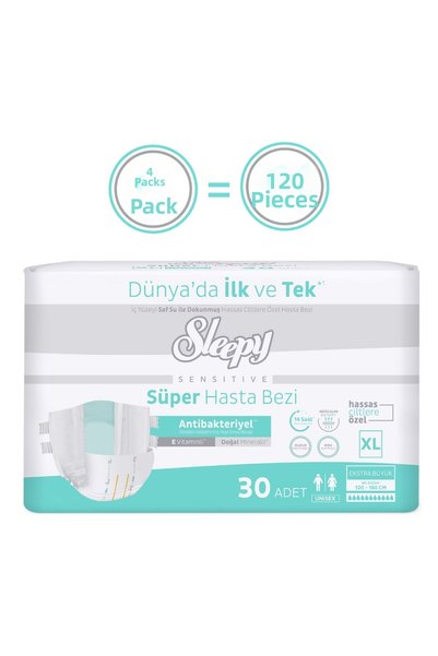 Sleepy Sensitive Super Adult Diapers Xlarge 30X4 120 Pieces