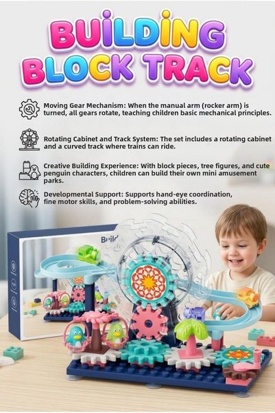 Tıfıl Toys DIY Ferris Wheel and Train Track Educational Building Toy Set with...