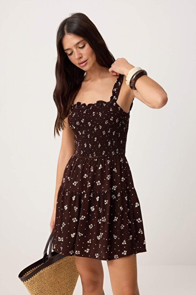 Συλλογή Trendyol Καφέ Πολύχρωμη Ολόσωμη Φόρμα με Τελείωμα Σωλήνωσης TWOSS25TU...