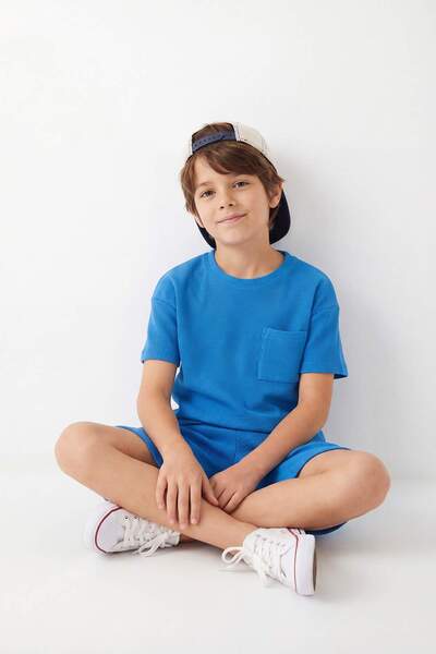 TRENDYOLKIDS Saks mužské dětské šortky Tričko Basic Bavlna TKDSS25AU00130