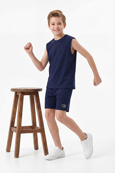 TRENDYOLKIDS Σετ πλεκτό για αγόρια σε μπλε ναυτικό χρώμα - Πάνω και κάτω μέρο...