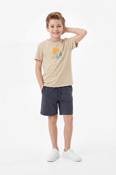 TRENDYOLKIDS Stone Boy's Set aus 100 % Baumwolle mit Rückendruck, gestricktes...