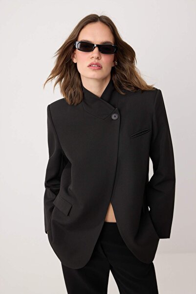 Συλλογή Trendyol Μαύρο Μπλέιζερ Μπουφάν TWOSS26BC00052