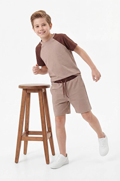 TRENDYOLKIDS Βιζόν Πλεκτό Σετ για Αγόρια με Ίσιο Πλεκτό Πάτο και Μπλούζα - TK...