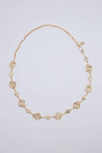 TRENDYOL SHOES Γυναικεία ζώνη με μεταλλική αλυσίδα με χρυσό σχέδιο σπιράλ TAK...