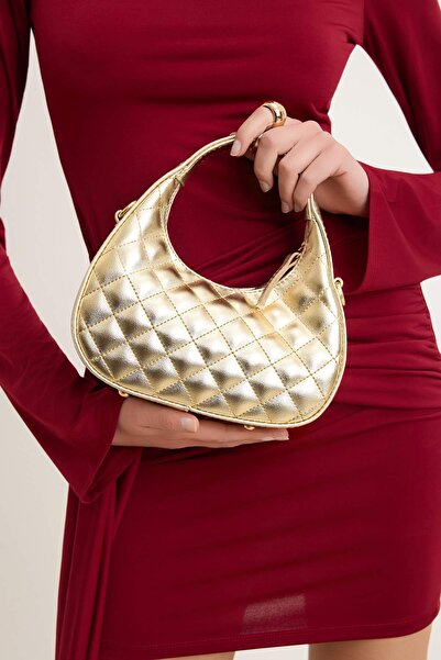 TRENDYOL SHOES Χρυσή γυναικεία μίνι τσάντα ώμου TAKSS26OC00093