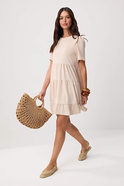 Συλλογή Trendyol Πέτρινο ίσιο κοντό / μίνι υφαντό φόρεμα TWOSS26EL00984