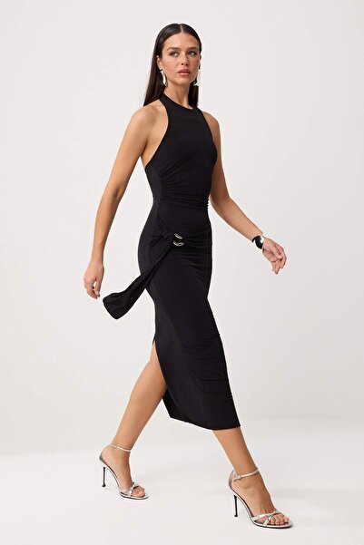 Συλλογή Trendyol Μαύρο Μεταλλικό Λεπτομερές Κοντό / Μίνι Φόρεμα για Πάρτι TPR...