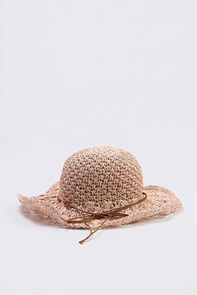 TRENDYOL SHOES Ψάθινο γυναικείο καπέλο Λεπτομέρεια με φιόγκο TAKSS26SP00005