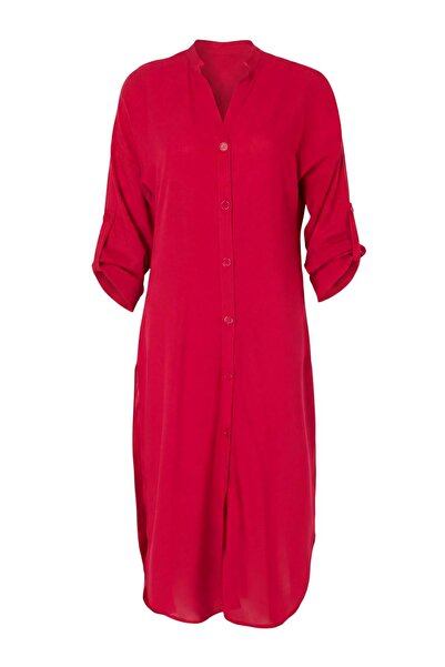 Συλλογή Trendyol Φόρεμα παραλίας με λεπτομέρεια με σχισμή και υφάνση κερασί, ...