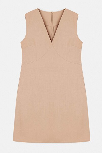 Συλλογή Trendyol Πέτρινο ίσιο κοντό/μίνι υφαντό φόρεμα σε γραμμή Α TWOSS25EL0...