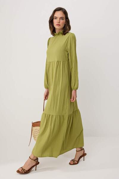 Trendyol Modest Χακί φόρεμα και ολόσωμη φόρμα χωρίς ζώνη και χωρίς φόδρα, από...