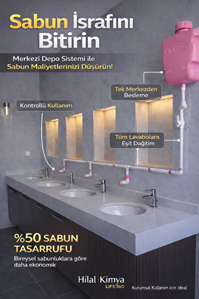 hilal kimya Σύστημα διανομής υγρού σαπουνιού 10 λίτρων με 4 βρύσες και κουμπι...