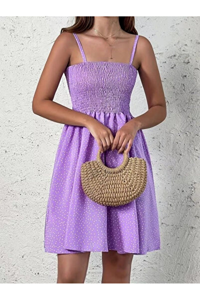 Generic Brand Women's Rope Strap Gipeli Patterned Short Single Jersey Dress