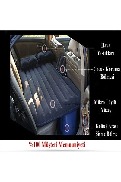 Reidan Gri Renk Oto Şişme Yatak Araban Arka Koltuk Yatak Çift Kişilik Kamp Yatağı