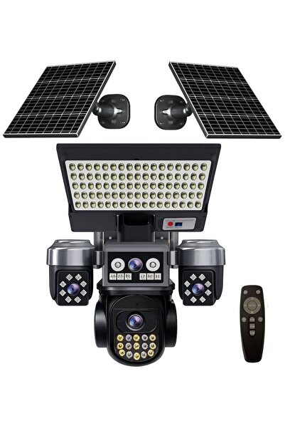 O-KAM PRO Okam pro 334 Premium 4G Solar Projektörlü Güvenlik Kamerası 4 Lens, AOV 7/24 Kayıt