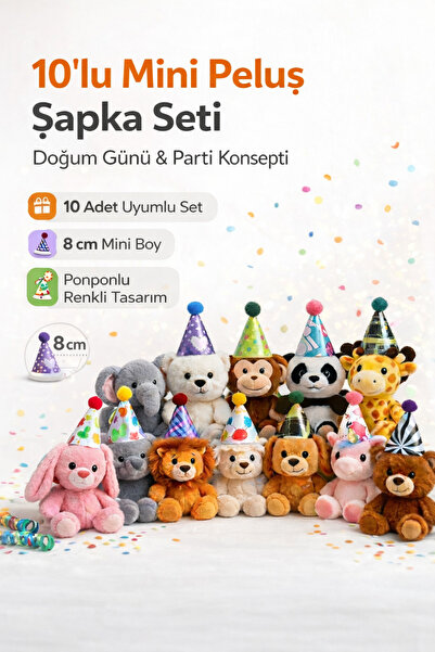 asöy Oyuncak için Minik Şapka Parti Süpriz Oyuncak Şapkası 10 Adet 8cm Lastik...