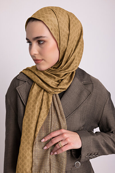 Ayshara Katre-i Zerâfet Monogram Απλό Σάλι Με σχέδιο Διπλής όψης - Σκούρο Κίτ...