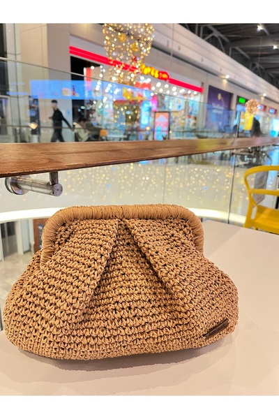 MODA Ays Bags Hasır Portföy Çanta , Pileli Çanta %100 El Emeği Gizli Burslu Ç...