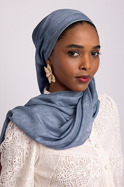 Ayshara Aura Με μονογραμματικό σχέδιο Διπλής όψης Σάλι - Μπλε Ίνδιγκο