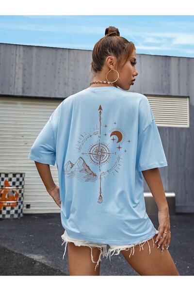 BENROMA Pusula Baskılı Oversize Unisex Tişört