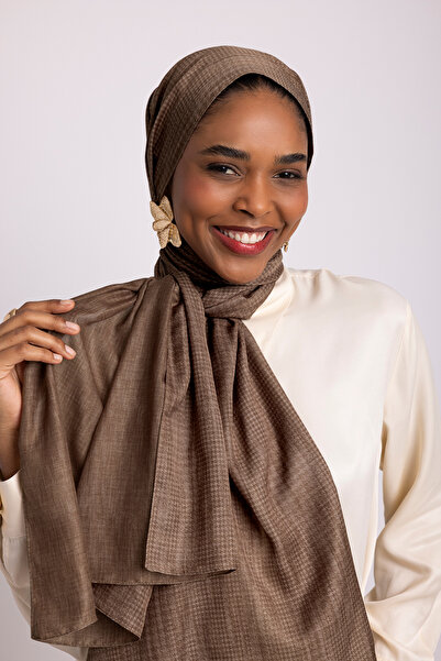 Ayshara Aura Με μονογραμματικό σχέδιο Διπλής όψης Σάλι - Καραμελέ Καφέ