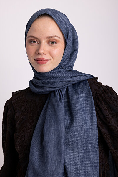 Ayshara Aura Με μονογραμματικό σχέδιο Διπλής όψης Σάλι - Σκούρο Μπλε