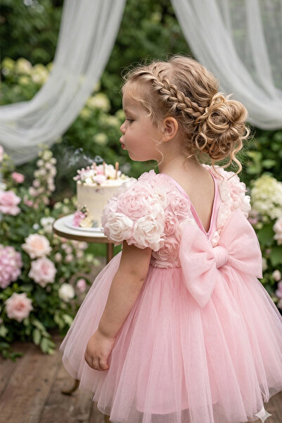 ALYRA Baby Girl Rose Tutu Dress Pink Ecru Princess Model 9-24 Months Birthday...