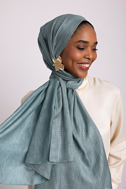 Ayshara Aura Με μονογραμματικό σχέδιο Διπλής όψης Σάλι - Τιρκουάζ Μπλε