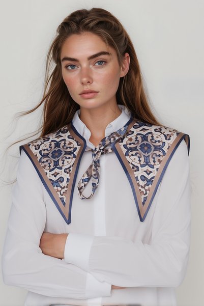 Walkenzo شال كتف نسائي أنيق بزخارف عثمانية عتيقة | وشاح ياقة السترة
