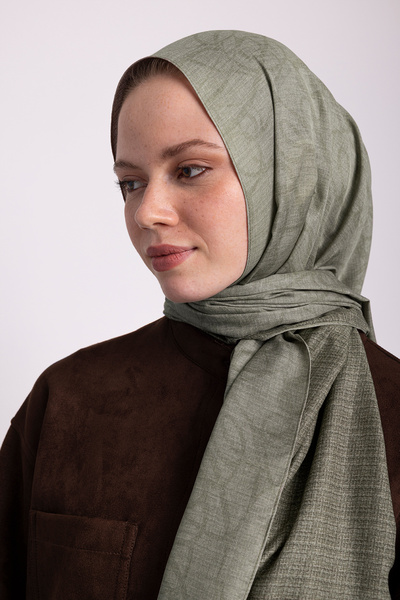 Ayshara Σάλι Şebnem Hattı Με μονογραμματικό σχέδιο Διπλής όψης - Χακί