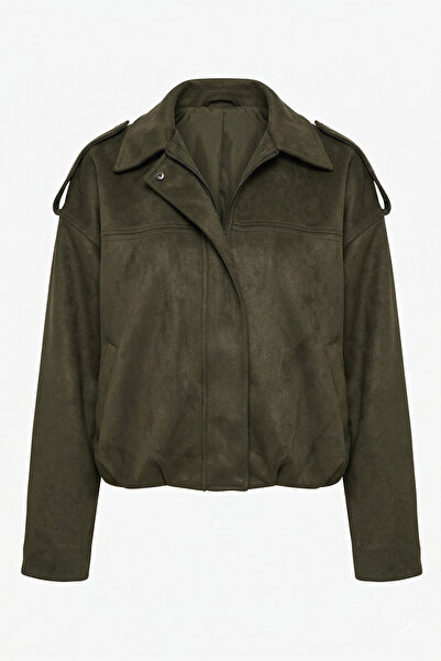Jaglion Γυναικείο μπουφάν ZR Bomber Khaki Suede Oversize