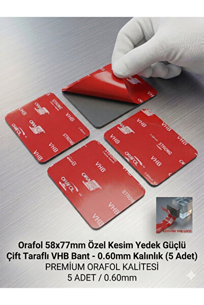 Orafol 58x77mm - 0,60mm Kalınlık Yedek Güçlü Çift Taraflı Bant Die Cut Kesim ...