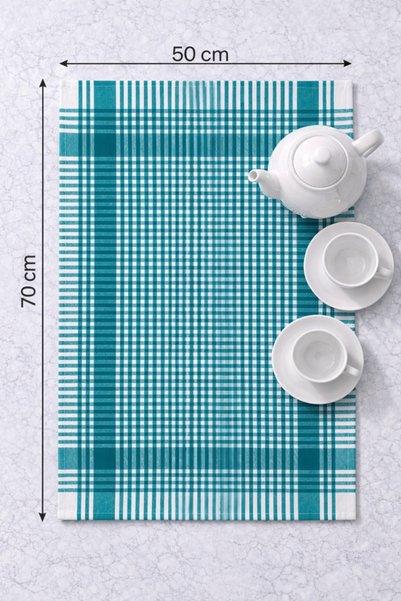 LilaMOON Cotton Turquoise Colored Checkered 4-Piece Set: Napkin, Dishcloth, Nursing Cover