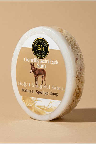 Sabuncu Hacı Donkey Milk (Helps Repair Sunken and Strawberry Legs) Natural Sponge Soap 130-140 Gr
