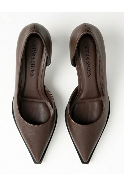 ELEVAM Γυναικεία δερμάτινα βραδινά παπούτσια στιλέτο με λεπτό τακούνι