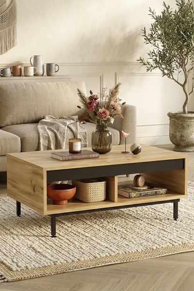 Yurudesign Luvio Orta Sehpa Metal Ayaklı Keçe-siyah Lv29-kl