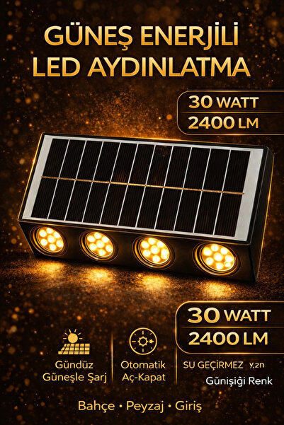 LUMIXA ENERJİ VELUNA SOLAR APLİK 30 WATT 2400 LÜMEN "GÜNEŞ ENERJİLİ"YÜKSEK IŞIK"