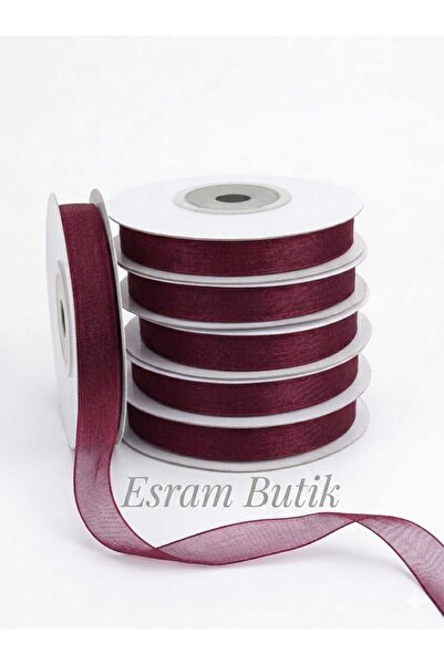 Esram Butik Organza Tulle Ribbon Burgundy 1 cm 23 Mt, Bride, Package, Engagem...
