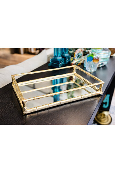 zepce design Gold Bambu Tepsi döküm aynalı tepsi ev aksesuarı obje