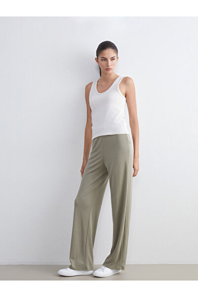 LC Waikiki Nevavm Women's Modal Blend Pants with Elastic Waist and Contrast D...