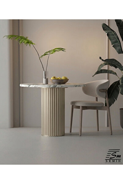 SEMİH MOBİLYA 73 Cm Satin Gold Silindirik Fluted Sac Modern Masa Ayağı