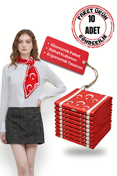 Walkenzo Κομψό γυναικείο φουλάρι με σχέδιο τουρκικής σημαίας (10 τεμάχια)