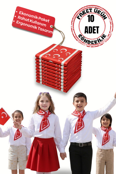 Walkenzo Παιδικό μαντήλι με σχέδιο τουρκικής σημαίας σε σχήμα γραβάτας (10 τε...