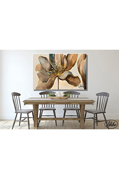 Single Horizontal Canvas Painting, Gold Antique, Gorgeous Paradise Flower, Decorative Canvas Wall Table