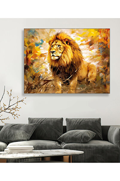Single Horizontal Canvas Wall Table Lion with Noble Posture Decorative Canvas Painting