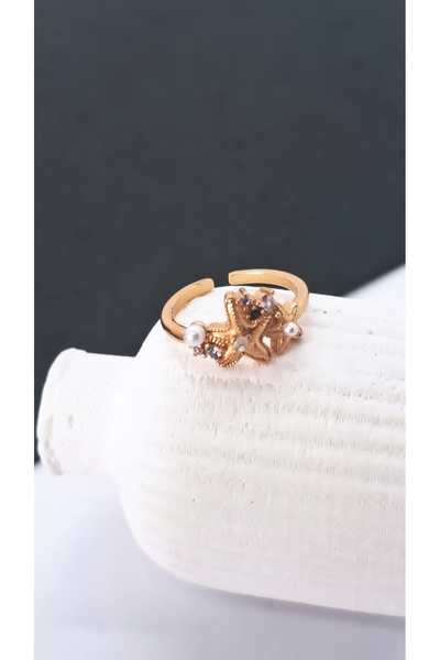 Serenity Steel Ring with Starfish Figure
